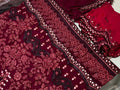 Maria B Luxury Embroidered Chiffon & Net Ensemble (Deep Maroon)
